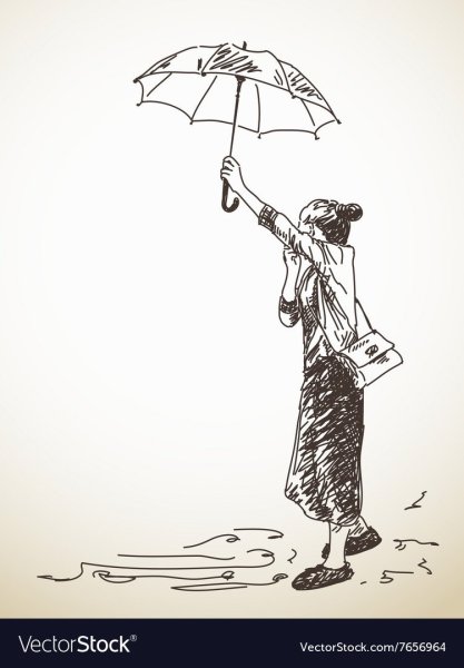 Человек с зонтом рисунок