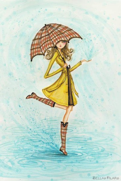 Девушка с зонтиком нарисованная