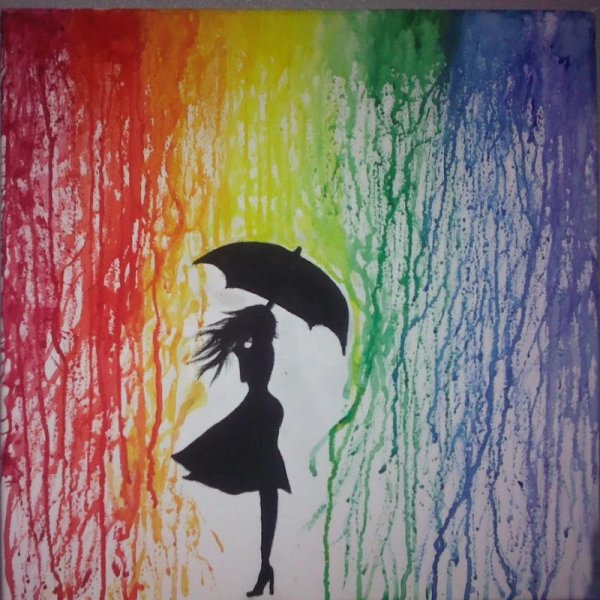 Силуэт женщины с зонтом