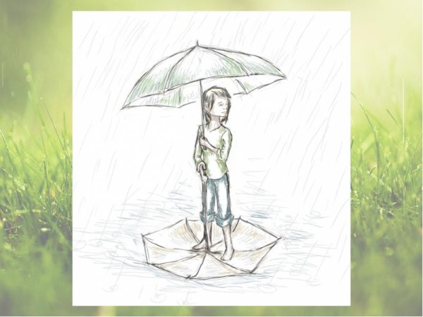 Человек с зонтом рисунок