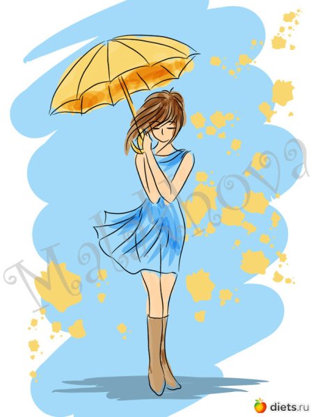 Нарисовать девушку с зонтом