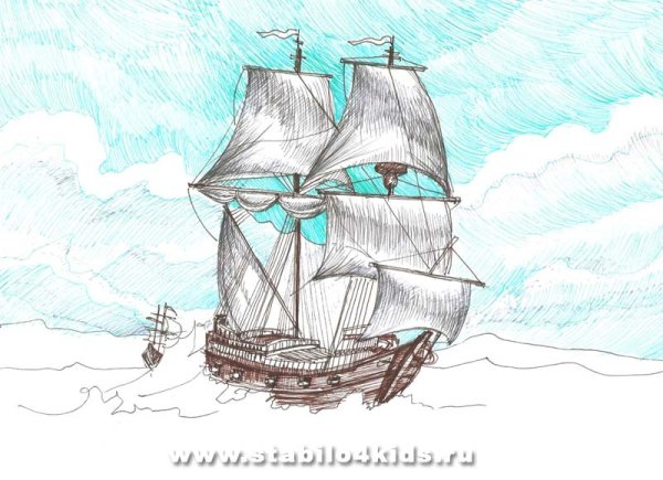 Корабль карандашом