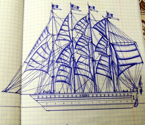 Корабль нарисованный ручкой