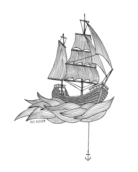 Корабль рисунок небольшой