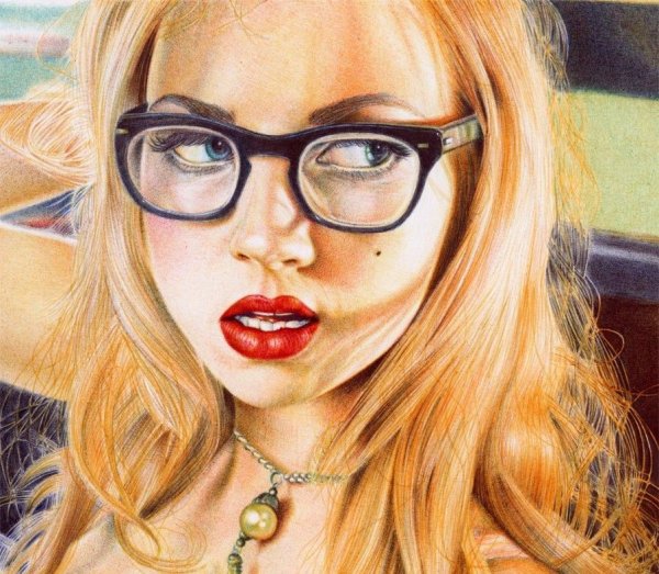 Портрет цветными шариковыми ручками