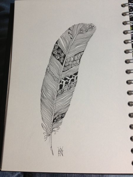 Перо черной ручкой