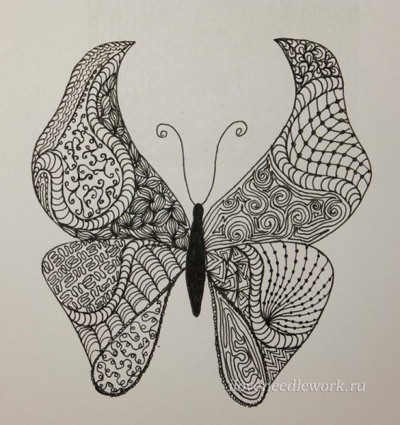Бабочка Зентангл дудлинг