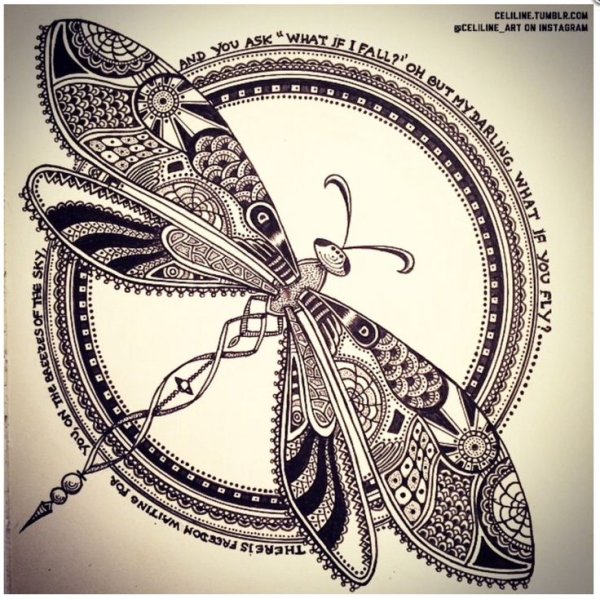 Стрекоза Зентангл