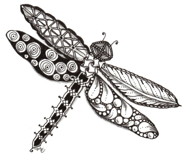 Стрекоза Зентангл
