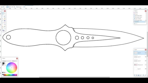 Чертёж ножа скелетон из КС го