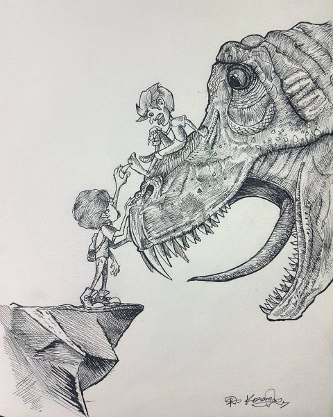 Динозавр арт скетч