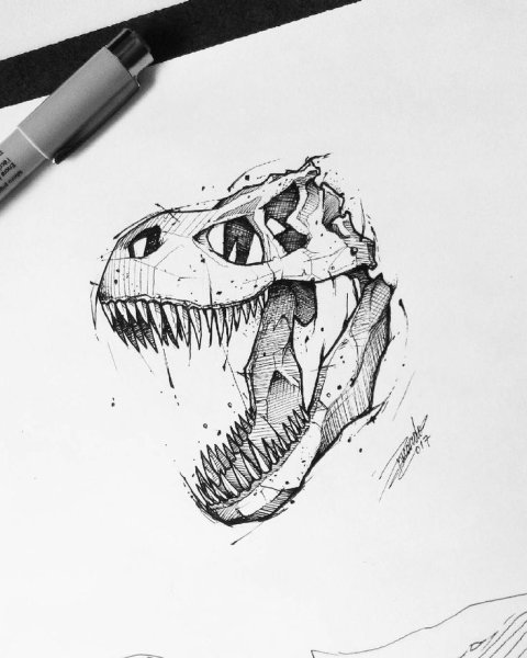 Эскиз тату динозавр