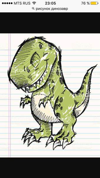 Рисунок динозаврика для скетчбука