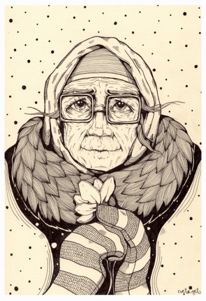 Раскраска веселая бабушка