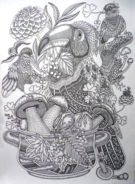 Декоративная Графика гелевой ручкой