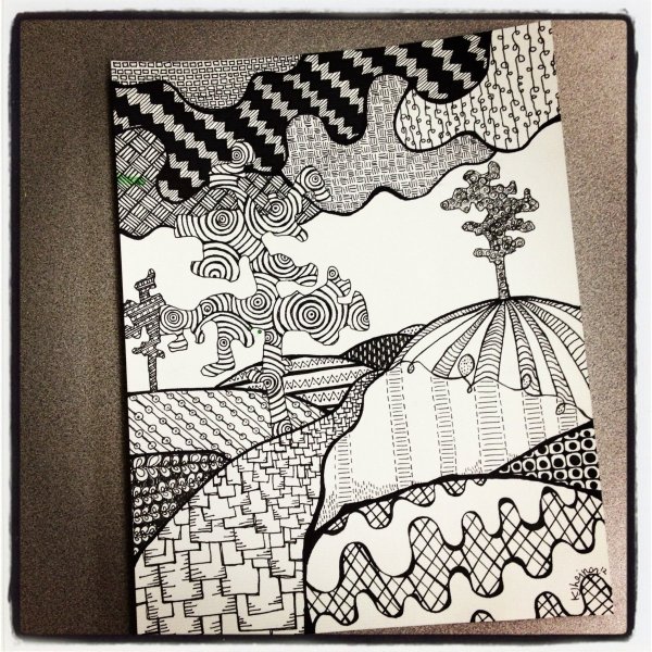 Декоративный пейзаж в графике