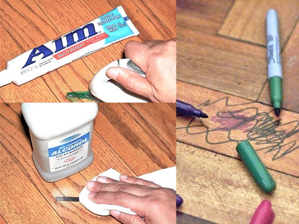 Паста от ручки на линолеуме