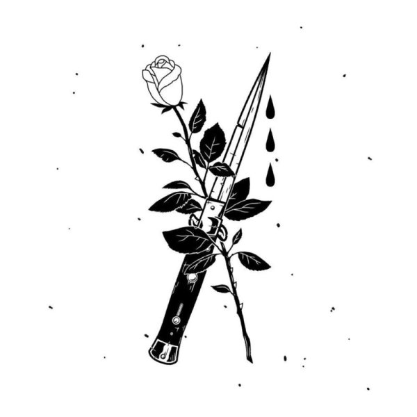 Эскизы тату нож и роза