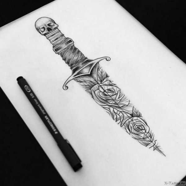 Тату эскизы кинжал на предплечье