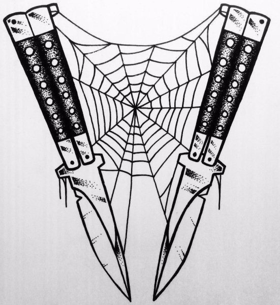 Нож бабочка эскиз тату