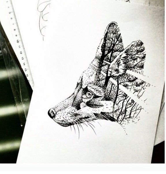 Тату лиса дотворк