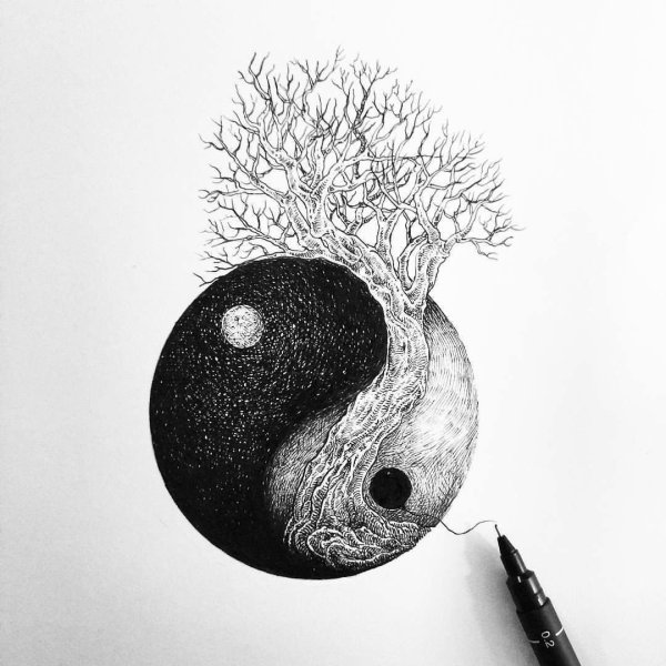 Рисунки для срисовки Инь Янь