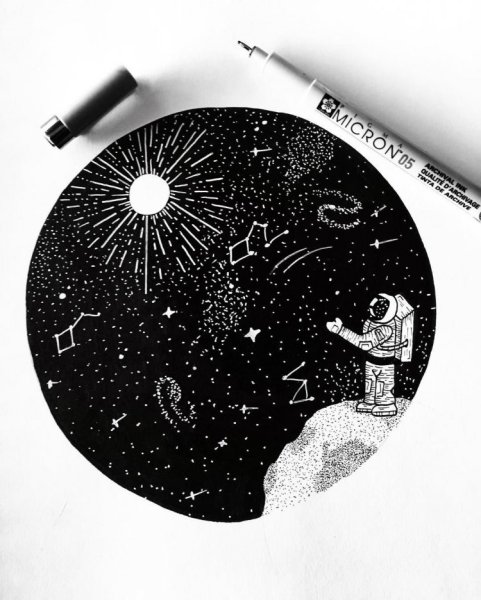 Космос черной ручкой