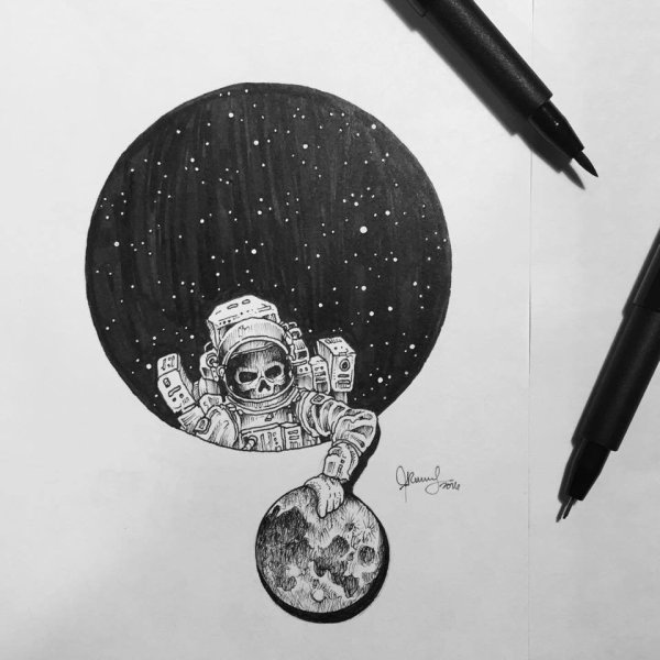 Арт черной ручкой