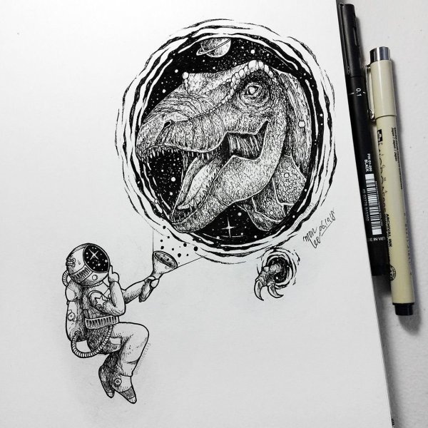 Космонавт гелевой ручкой