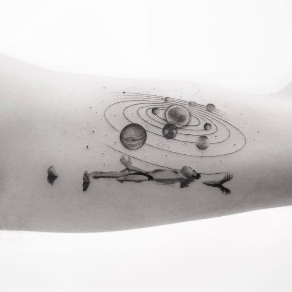 Тату Солнечная система эскиз