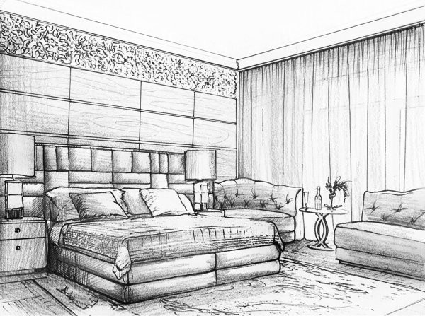 Интерьер комнаты рисунок