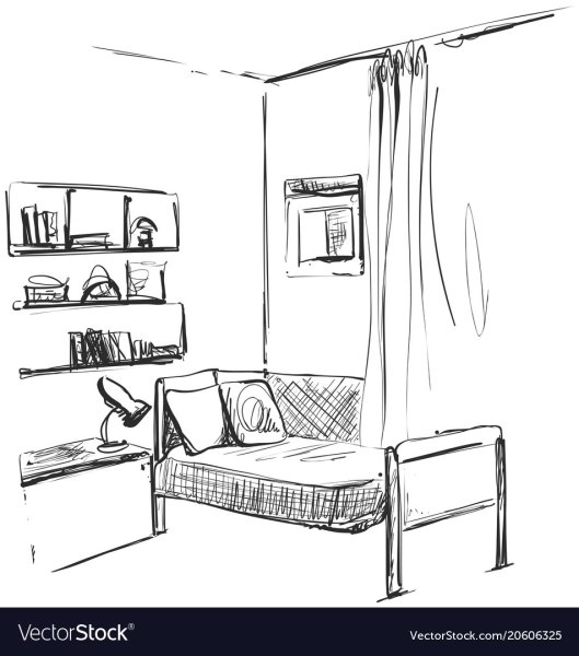 Комната для рисования черно белая