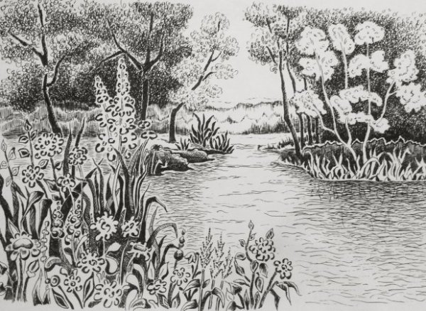 Стилизованный графический пейзаж