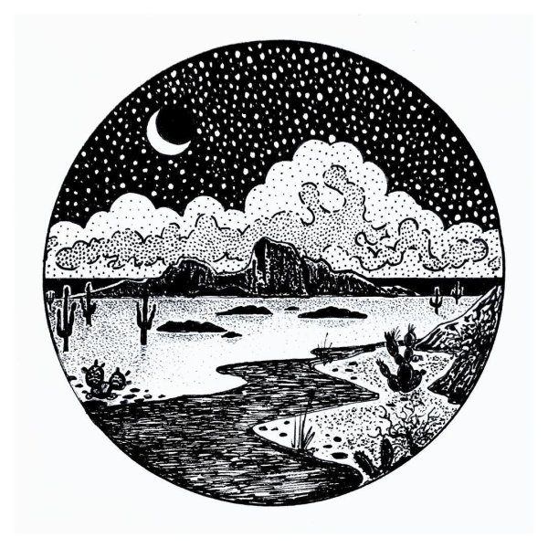 Графика гелевой ручкой пейзаж