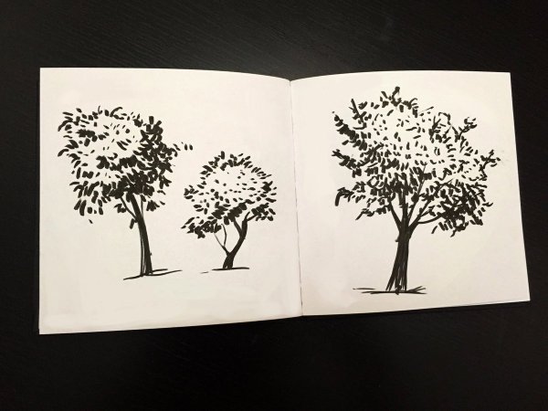 Дерево черной ручкой