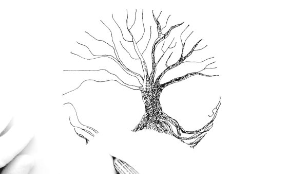 Дерево гелевой ручкой