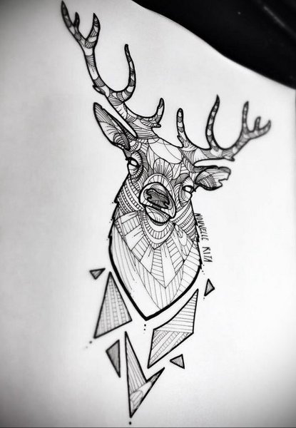 Олень тату эскиз