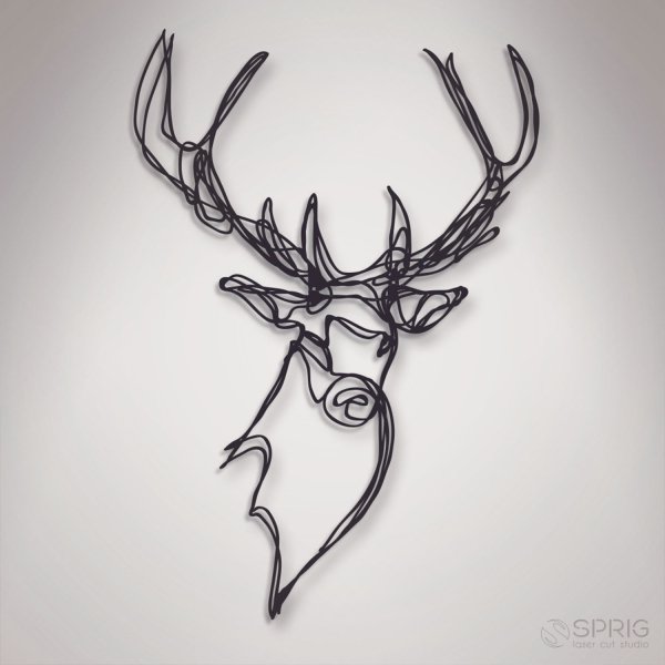 Тату олень линиями