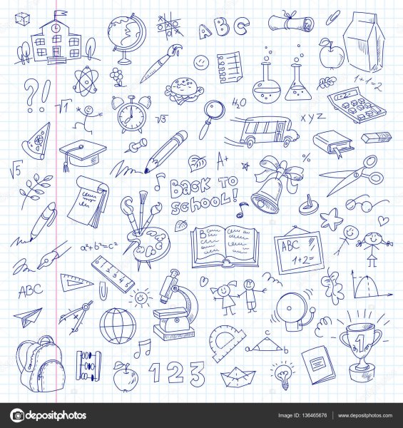 Школьная тетрадь зарисовка