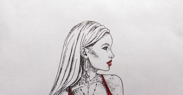 Волосы гелевой ручкой