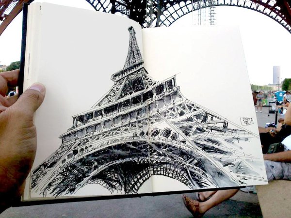 Скетчинг Эйфелева башня