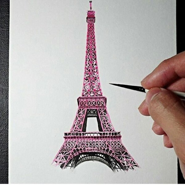 Эйфелева башня маркерами
