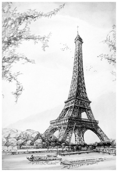 Эйфелева башня карандашом