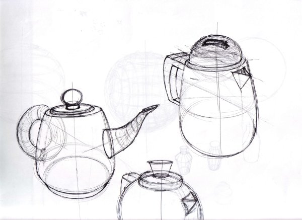 Чайник вид спереди карандаш