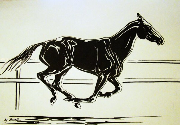 Лошади ручкой скетч