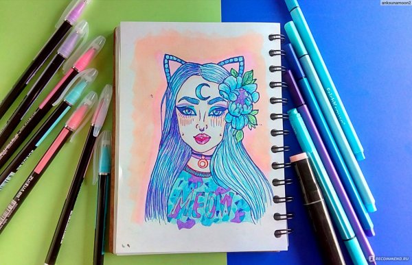 Цветными гелевыми ручками рисунок неоновыми