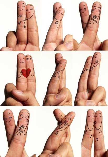 Забавные рисунки на пальцах