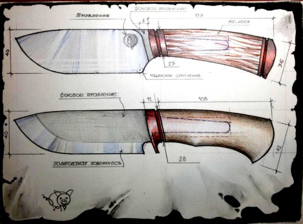Чертеж клинка охотничьего ножа