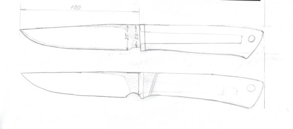 Нож охотничий Пампуха чертеж
