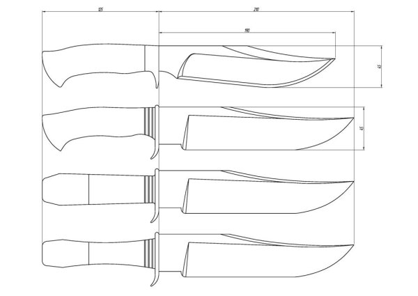 Охотничьи ножи Боуи чертеж